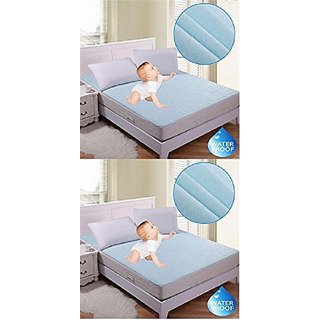 HomeStore-Yep Synthetic Waterproof Mattress Protector Hypoallergenic Double Bed Cover Set of 2
