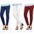 Naisargee Women's and Girl's NavyBlue-White-DarkMaroon Silk Chudidar Length Combo Leggings -(XXXL Size - Pack of 3)