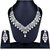 Fascraft Womens Elegant Style Pearl Embedded Style American Diamond Necklace Set on Rhodium Finish