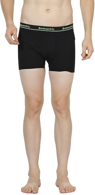 Buy Semantic - Plain Long Trunk for Mens - 100 Cotton Boxer Brief -  Underwear Available in Black Color in Size S, M, L , XL to XXL (Small,  Medium, Large, Extra