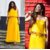 Raabta Fashion Yellow Long Dress with west Pom Pom