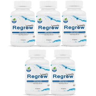 Buy Auggmin Regrow / Regain Ayurvedic Hair Regrowth Capsules (Pack of 5)  Online - Get 49% Off