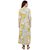 Fascraft Women's Smart White and Yellow Coloured Block Printing Style Designer Cotton Kurti