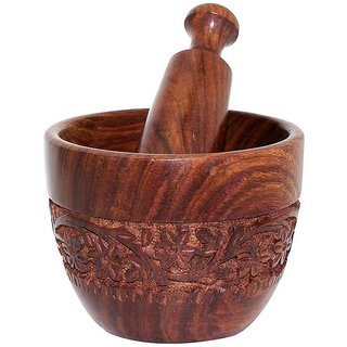Desi Karigar Kitchen Utensil Wooden Carving Kharal Okhli Masher