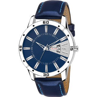 VeBNoR Blue Dial Color Round Shaphe Day And Date Quartz Analog Watch For Men