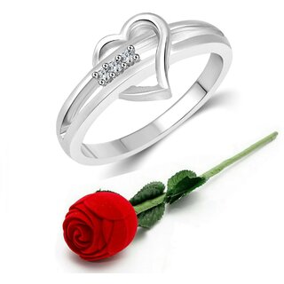 Vighnaharta Shadow Heart CZ Rhodium Plated Alloy Ring with Rose Ring Box for Women and Girls - VFJ1049ROSE8 Vighnaharta Shadow Heart CZ Rhodium Plated Alloy Ring with Rose Ring Box for Women and Girls - VFJ1049ROSE8