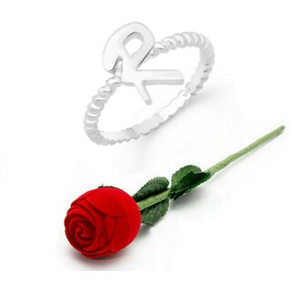                       Vighnaharta Stylish R Alphabet Rhodium Plated Alloy Ring with Rose Ring Box for Women and Girls - VFJ1354ROSE8                                              
