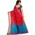 Fabwomen Sarees Zari Work Red And Sky Blue  Coloured Kanjivaram Silk Traditional Party Wear Women's Saree/Sari With Blouse Piece.