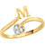 Sukai Jewels Heart Initial 'M' Gold Plated Alloy  Brass Cubic Zirconia Alphabet Finger Ring for Women and Girls SAFR180G