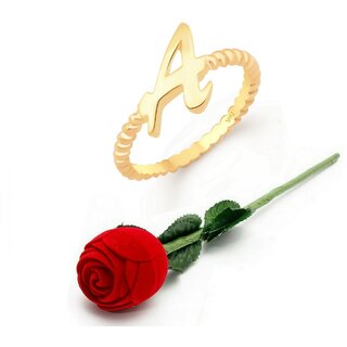 Vighnaharta Stylish A Letter Gold- Plated Alloy Ring With Rose Ring Box for Women and Girls - VFJ1305ROSE-G8 Vighnaharta Stylish A Letter Gold- Plated Alloy Ring With Rose Ring Box for Women and Girls - VFJ1305ROSE-G8