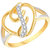 Sukai Jewels Intial 'J' Heart Gold Plated Alloy & Brass Cubic Zirconia Finger Ring for Women & Girls [SAFR200G]