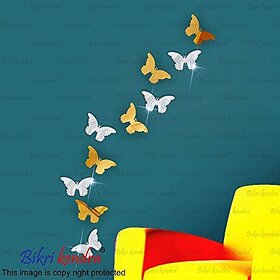 Bikri Kendra - 3D Acrylic Mirror Wall Stickers For Drawing Room Living Room Bed Room Kids Room Home & Office - 2 Sets Butterfly