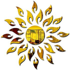Bikri Kendra - Sun Golden { 1.5 Feet x 1.5 Feet } - 3D Acrylic Mirror Wall Stickers - B07B78ZLZX