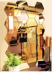 Bikri Kendra Hexagon 19 Golden - 3D Acrylic Mirror Wall Stickers