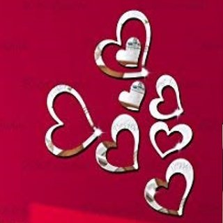Bikri Kendra - Love Hearts Silver 8-3D Acrylic Mirror Wall Stickers - B07B78PQDK