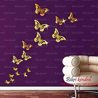                       Bikri Kendra - Butterfly Golden (L4 M5 S7) - 3D Acrylic Mirror Wall Stickers - B078JF8RMH                                              
