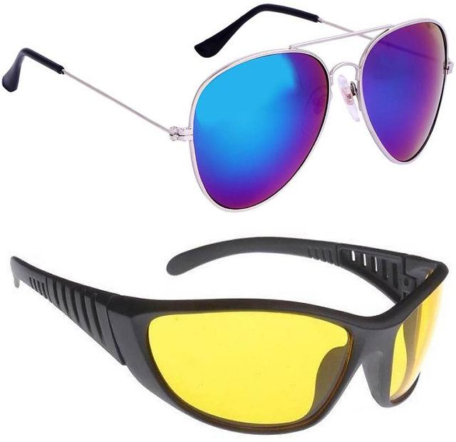 Buy Vast Combo Of 2 All Day Night Driving Biking, Driving And  Sports,Fashion Aviator And Premium Unisex Sunglasses (BLKSMOKEPURP BK)  Online at Best Prices in India - JioMart.