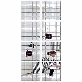 Bikri Kendra - 200 Sqaure Silver - 3D Acrylic Mirror Wall Stickers - B07DNG1X8Z