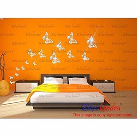 Bikri Kendra - 3D Acrylic Mirror Wall Stickers For Living Room Bed Room Kids Room Home & Office - Butterfly Silver ( L-4 M-5 S-7 )3D88