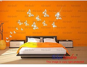 Bikri Kendra - 3D Acrylic Mirror Wall Stickers For Living Room Bed Room Kids Room Home & Office - Butterfly Silver ( L-4 M-5 S-7 )3D88
