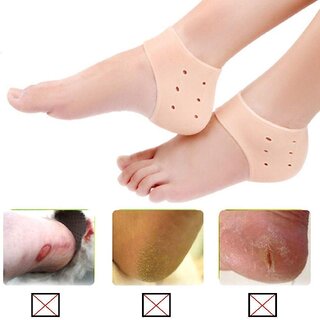 Kushahu Crack Heel Support Gel Flat Foot Support Silicon Cushion Heel Pad Moisturizing Silicone Gel Heel Socks