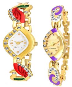 KAJARU Oval Gold, White Metal Analog Women