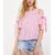 Code Yellow Women's Pink and White Check Cold Shoulder Top