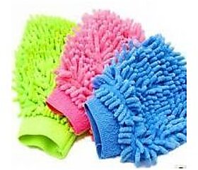 Set On 3 Microfiber Cleaning Gloves Hand Duster For Car S And Bikes single side