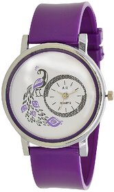 i DIVA'S LIFE  Glory Purple style Peacock Dial Fancy Collection PU Analog Watch - For Women