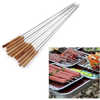 K Kudos 10 Pcs Stainless Steel Barbecue Skewers with Wood Handle Marshmallow...
