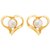 Voylla Heart Shape Stud Earrings with Pearl For Women