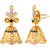 Voylla CZ Gold Blue Bell Earrings For Women