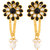 Voylla White and Black Gem Studded Drop Earrings For Women