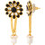 Voylla White and Black Gem Studded Drop Earrings For Women