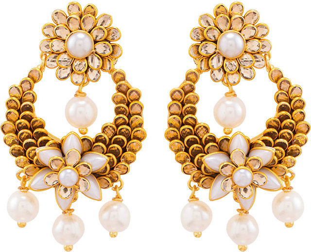 Buy online Synthetic Pearl With Meenakari Chandbali Earrings from fashion  jewellery for Women by Voylla for 579 at 55 off  2023 Limeroadcom