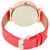 Japan Round Dial Red Leather Analog Round Watch For Women