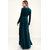 Code Yellow Women's Teal Green Thigh Slit Velvet Winter Dress Gown