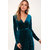 Code Yellow Women's Teal Green Thigh Slit Velvet Winter Dress Gown