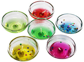 Kartik Set of 3 Large Glass Gel Candles for Diwali and Christmas Decor - Multi Color Candle (Multicolor, Pack of 3)