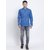 RG Designers Printed Blue Full Sleeves Cotton Short Kurta for Men