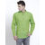 RG Designers Printed Green Full Sleeves Cotton Short Kurta for Men