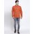 RG Designers Printed Orange Full Sleeves Cotton Short Kurta for Men
