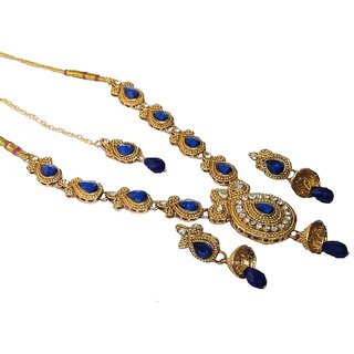 Buy Golden Dark Blue kundan with stone 