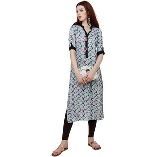 Fascraft Women's Smart Coral Style Grey, Pink and Black Coloured Cotton Kurti