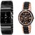 IIK Collection Black Square With  RoseGolden Black Analog Combo Watch For Men,Women Cupple Pack Of 2 Watch