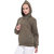 Texco Olive Green Zipper Detailed Hooded Women Sweatshirt