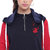 Texco Navy and Red Embroidered Detachable Hooded Women Sweatshirt