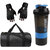 Snipper Combo of Leatherite Gym Bag (Black), Gloves ( Black) spider Shaker (  Blue) Gym Fitness kit.B