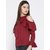 Fabrange Women's Maroon Casual Cold Shoulder Ruffle 3/4th Sleeve Top