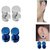 Men Style Round Barbell Dumbells Piercing Combo (2 Pairs) Silver and Blue Stainless Steel Round Stud Earring Men and Wom